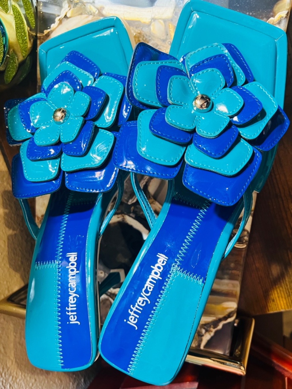 Brand New Jeffrey Campbell Planted Blue Combo Sandals - Picture 5 of 9